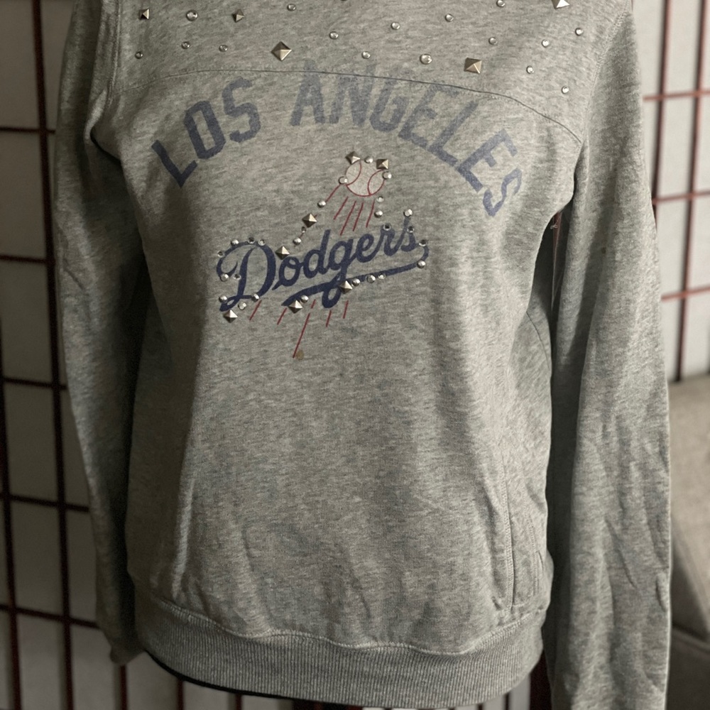 PINK Victoria’s Secret Los Angeles Dodgers Grey studded Hoodie